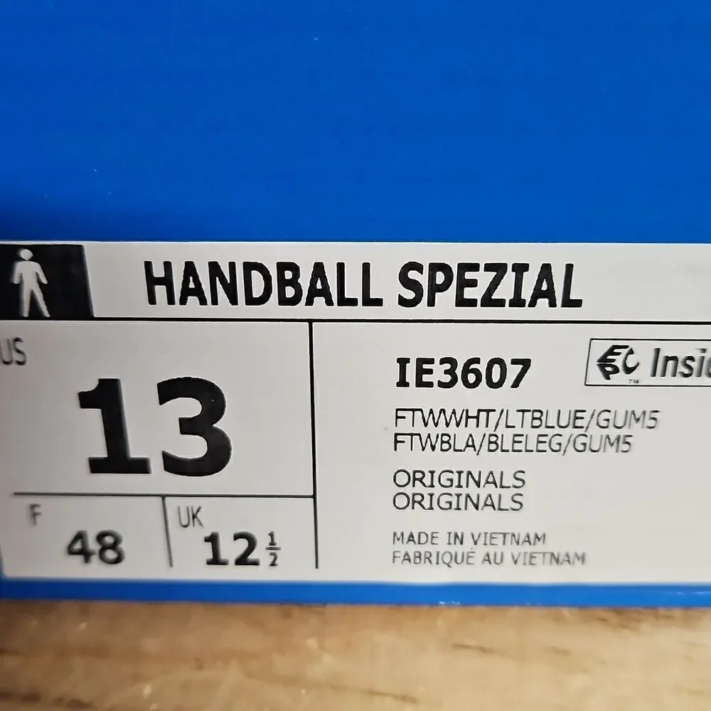 Adidas Originals Handball Spezial White Blue Gum Sole Mens Shoe Trainer IE3607 - Picture 12 of 12